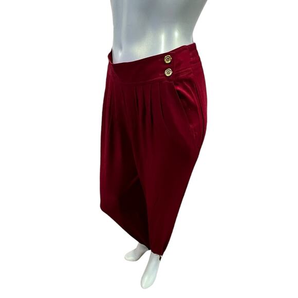 Vintage 90s CHAUS Red Stirrup Pants High Waist Pleated Rayon Blend Size 8 - Picture 14 of 16